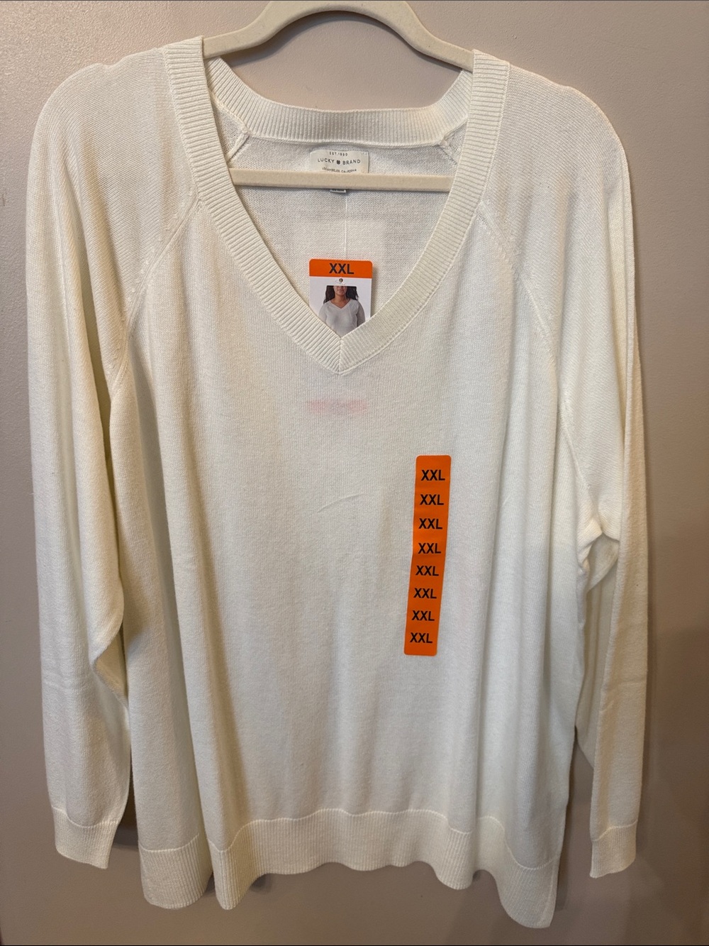 Lucky Brand V-Neck Women’s Sweater in Ivory - Lightweight Knit